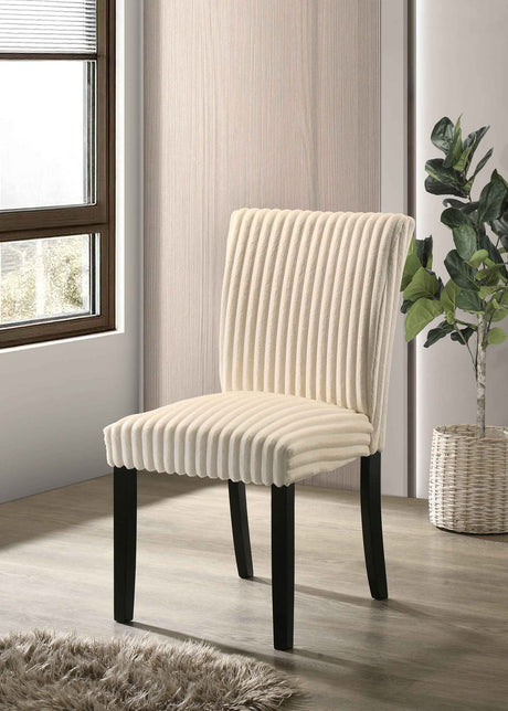 Dermott Cream Upholstered Parson Dining Side Chair (Set of 2) by Coaster at Eve Furniture
