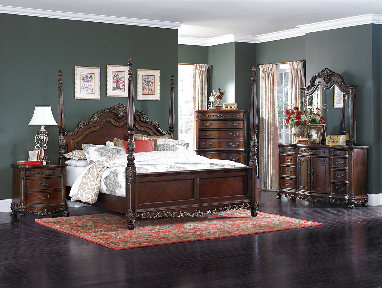Deryn Park Cherry California King Poster Bed by Homelegance at Eve Furniture