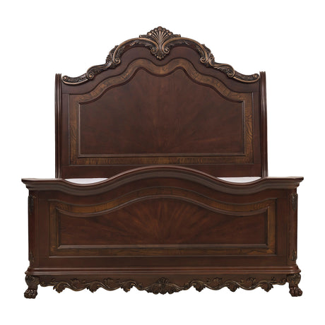 Deryn Park Cherry California King Sleigh Bed by Homelegance at Eve Furniture
