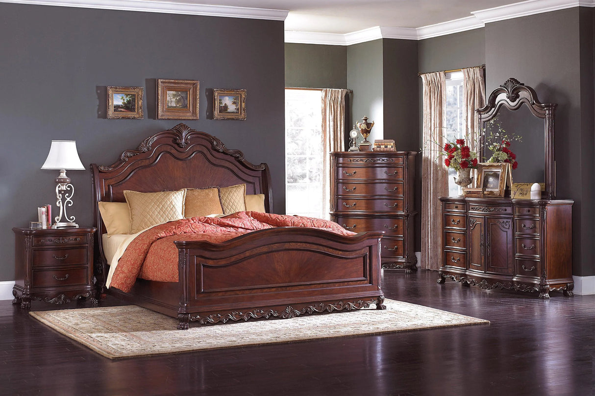 Deryn Park Cherry Queen Sleigh Bed by Homelegance at Eve Furniture