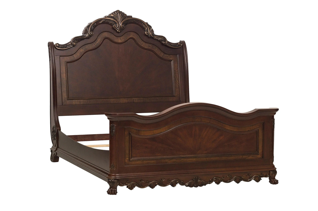 Deryn Park Cherry Queen Sleigh Bed by Homelegance at Eve Furniture