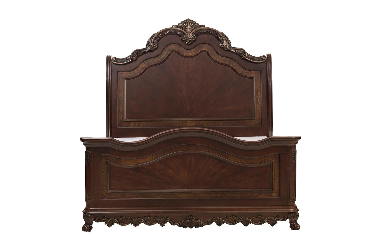 Deryn Park Cherry Queen Sleigh Bed by Homelegance at Eve Furniture