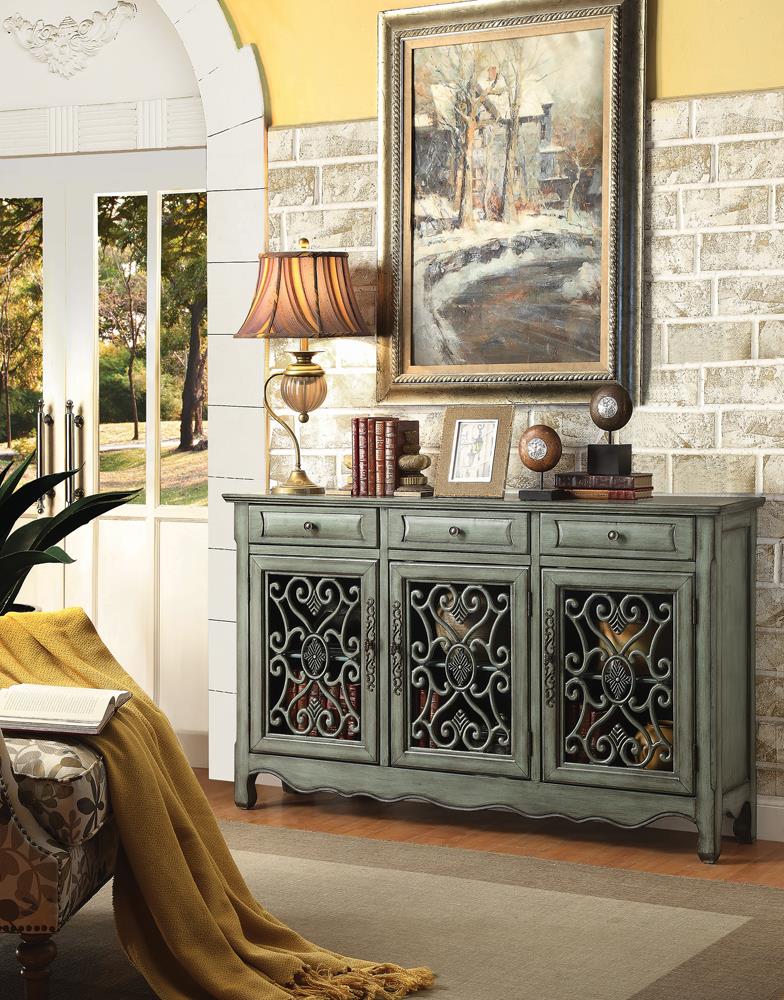 Deserie Antique Green 3-Door Accent Cabinet