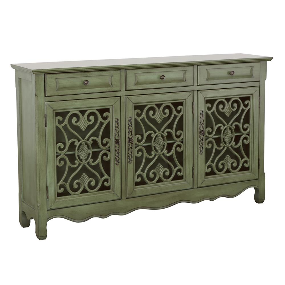 Deserie Antique Green 3-Door Accent Cabinet