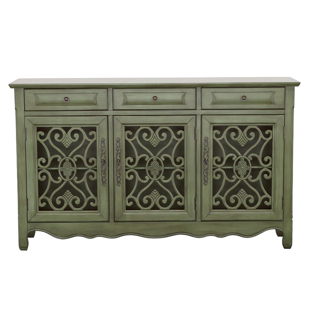 Deserie Antique Green 3-Door Accent Cabinet