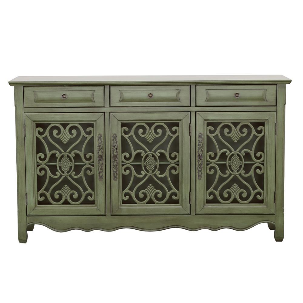 Deserie Antique Green 3-Door Accent Cabinet by Coaster at Eve Furniture