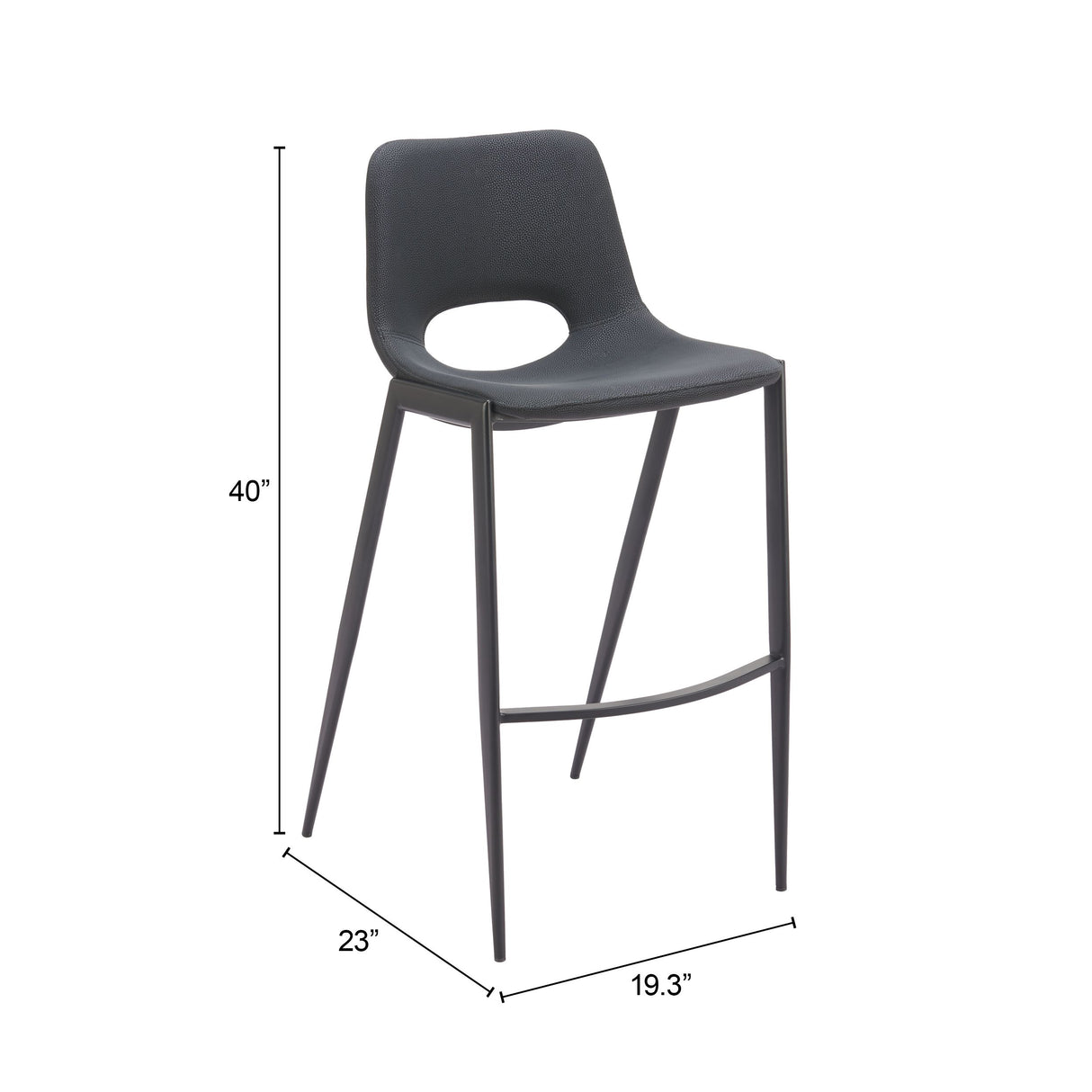 Desi Armless Barstool Black by Zuomod at Eve Furniture