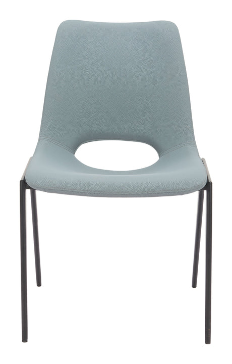 Desi Azure Gray Armless Dining Chair (Set of 2) by Zuomod at Eve Furniture