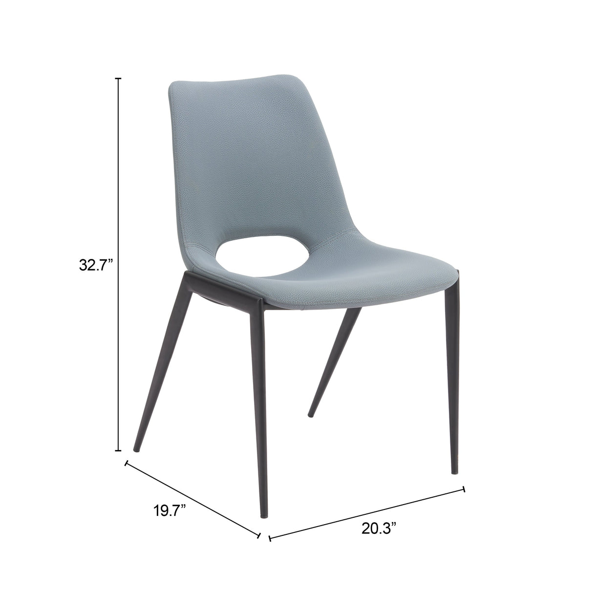 Desi Azure Gray Armless Dining Chair (Set of 2) by Zuomod at Eve Furniture