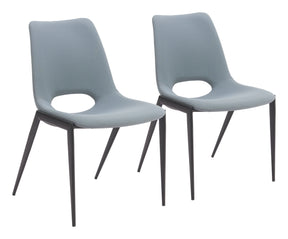 Desi Azure Gray Armless Dining Chair (Set of 2) by Zuomod at Eve Furniture