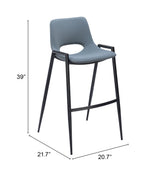 Desi Azure Gray Barstool (Set of 2) by Zuomod at Eve Furniture