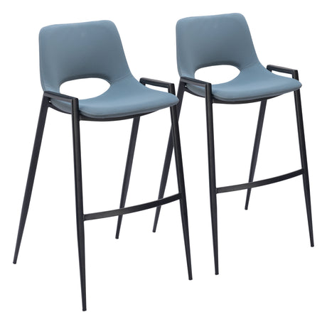 Desi Azure Gray Barstool (Set of 2) by Zuomod at Eve Furniture
