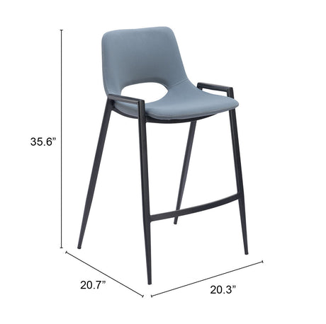 Desi Azure Gray Counter Stool (Set of 2) by Zuomod at Eve Furniture