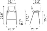 Desi Azure Gray Counter Stool (Set of 2) by Zuomod at Eve Furniture