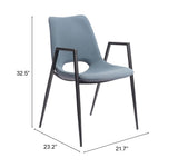 Desi Azure Gray Dining Chair (Set of 2) by Zuomod at Eve Furniture