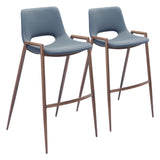 Desi Azure Gray & Walnut Barstool (Set of 2) by Zuomod at Eve Furniture