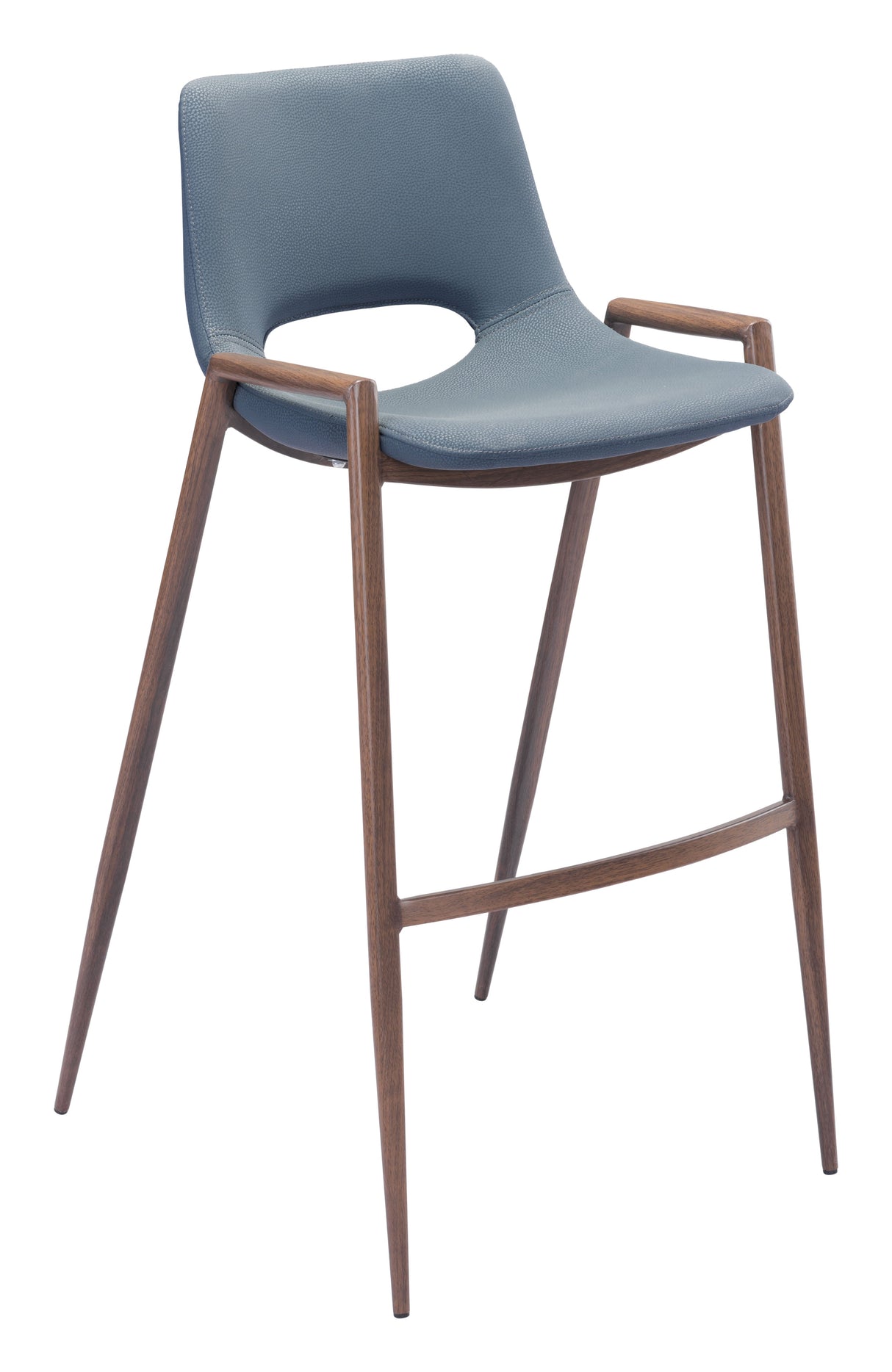 Desi Azure Gray & Walnut Barstool (Set of 2) by Zuomod at Eve Furniture