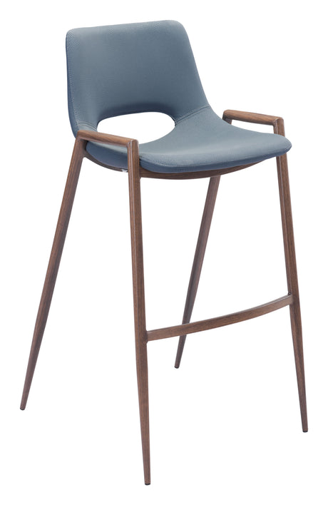 Desi Azure Gray & Walnut Barstool (Set of 2) by Zuomod at Eve Furniture