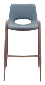 Desi Azure Gray & Walnut Barstool (Set of 2) by Zuomod at Eve Furniture
