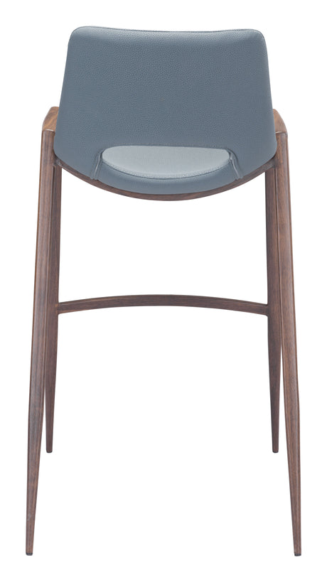 Desi Azure Gray & Walnut Barstool (Set of 2) by Zuomod at Eve Furniture