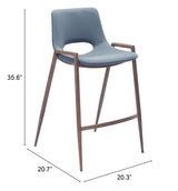 Desi Azure Gray & Walnut Counter Stool (Set of 2) by Zuomod at Eve Furniture