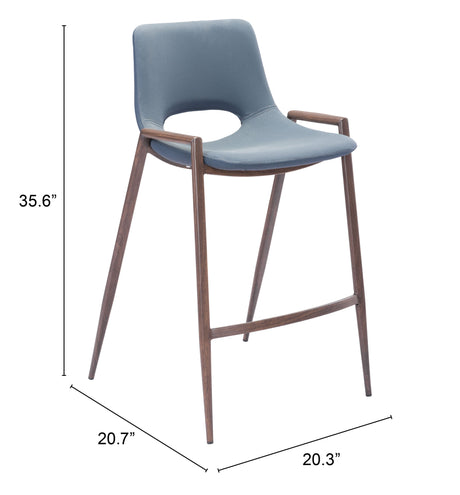Desi Azure Gray & Walnut Counter Stool (Set of 2) by Zuomod at Eve Furniture