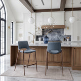 Desi Azure Gray & Walnut Counter Stool (Set of 2) by Zuomod at Eve Furniture