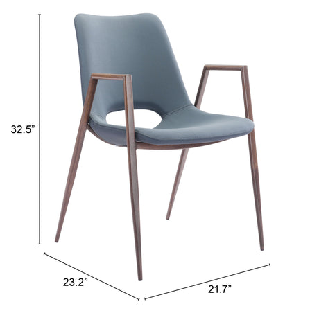 Desi Azure Gray & Walnut Dining Chair (Set of 2) by Zuomod at Eve Furniture