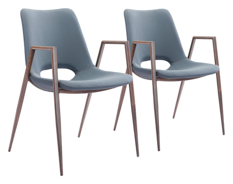 Desi Azure Gray & Walnut Dining Chair (Set of 2) by Zuomod at Eve Furniture