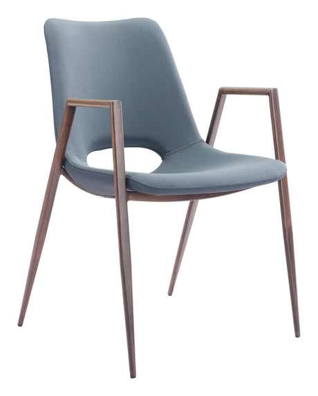 Desi Azure Gray & Walnut Dining Chair (Set of 2) by Zuomod at Eve Furniture