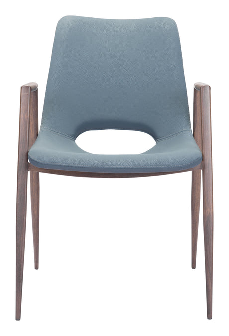 Desi Azure Gray & Walnut Dining Chair (Set of 2) by Zuomod at Eve Furniture