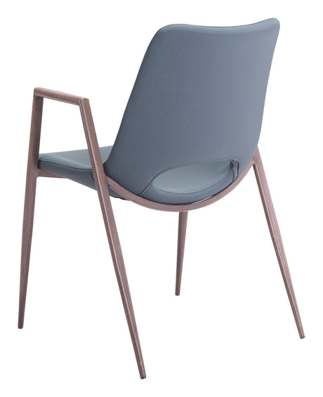 Desi Azure Gray & Walnut Dining Chair (Set of 2) by Zuomod at Eve Furniture