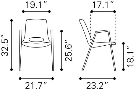 Desi Azure Gray & Walnut Dining Chair (Set of 2) by Zuomod at Eve Furniture