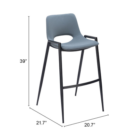 Desi Barstool Azure Gray by Zuomod at Eve Furniture