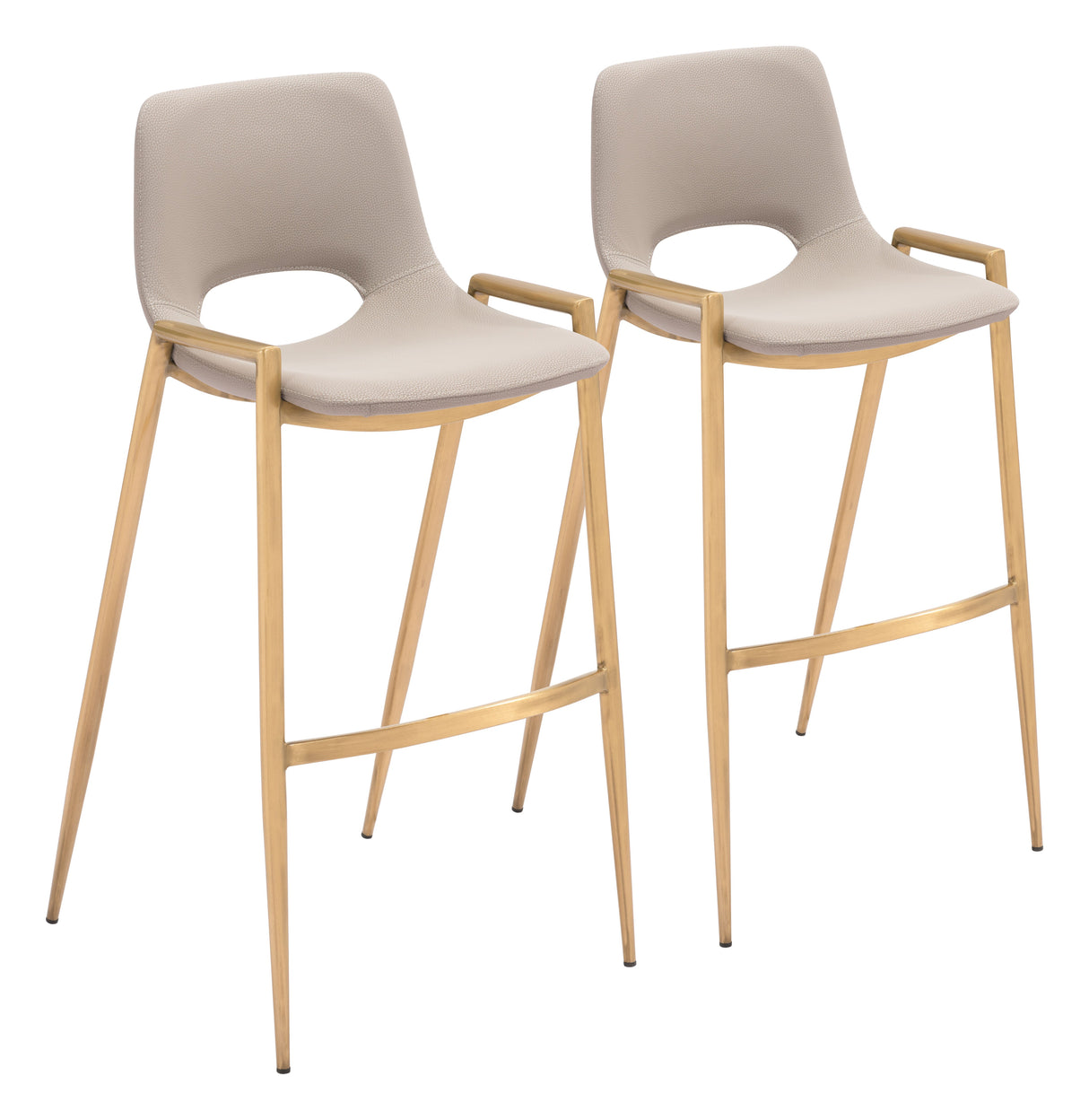 Desi Beige & Gold Barstool (Set of 2) by Zuomod at Eve Furniture