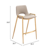 Desi Beige & Gold Counter Stool (Set of 2) by Zuomod at Eve Furniture
