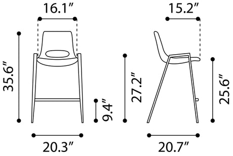 Desi Beige & Gold Counter Stool (Set of 2) by Zuomod at Eve Furniture