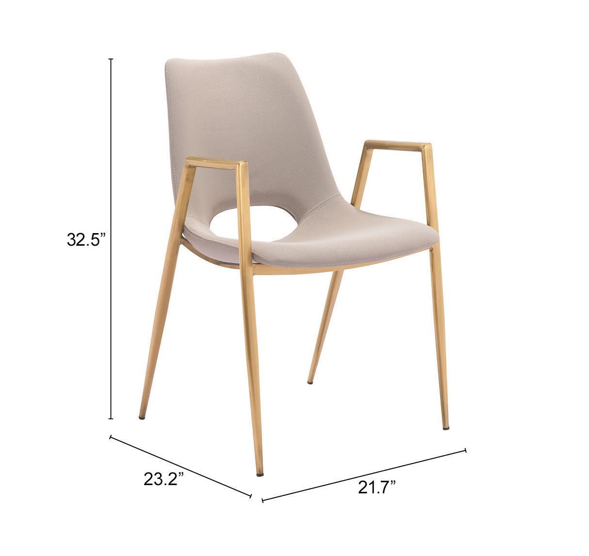 Desi Beige & Gold Dining Chair (Set of 2) by Zuomod at Eve Furniture