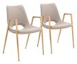 Desi Beige & Gold Dining Chair (Set of 2) by Zuomod at Eve Furniture