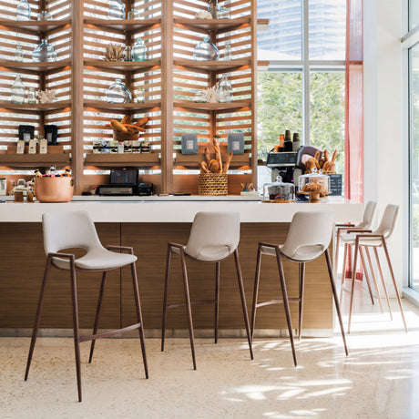Desi Beige & Walnut Barstool (Set of 2) by Zuomod at Eve Furniture
