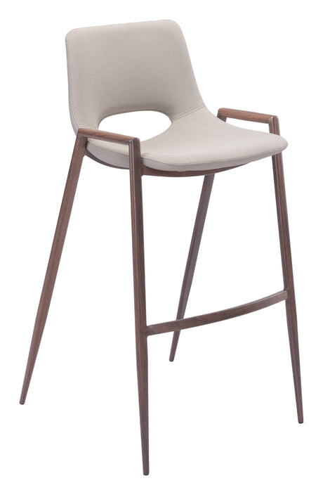 Desi Beige & Walnut Barstool (Set of 2) by Zuomod at Eve Furniture
