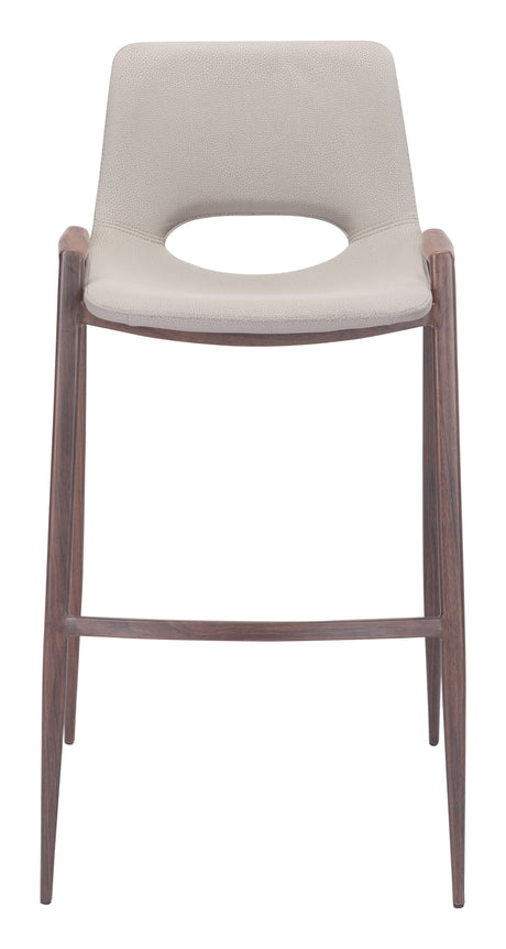 Desi Beige & Walnut Barstool (Set of 2) by Zuomod at Eve Furniture