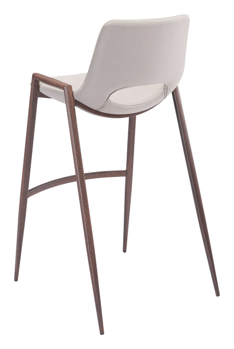 Desi Beige & Walnut Barstool (Set of 2) by Zuomod at Eve Furniture