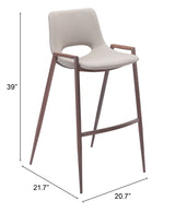 Desi Beige & Walnut Barstool (Set of 2) by Zuomod at Eve Furniture