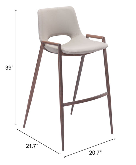 Desi Beige & Walnut Barstool (Set of 2) by Zuomod at Eve Furniture