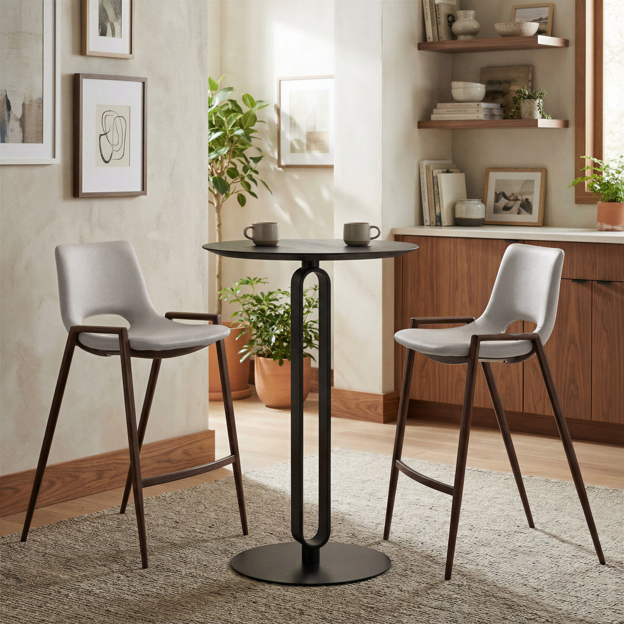 Desi Beige & Walnut Counter Stool (Set of 2) by Zuomod at Eve Furniture