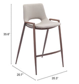 Desi Beige & Walnut Counter Stool (Set of 2) by Zuomod at Eve Furniture