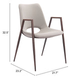 Desi Beige & Walnut Dining Chair (Set of 2) by Zuomod at Eve Furniture