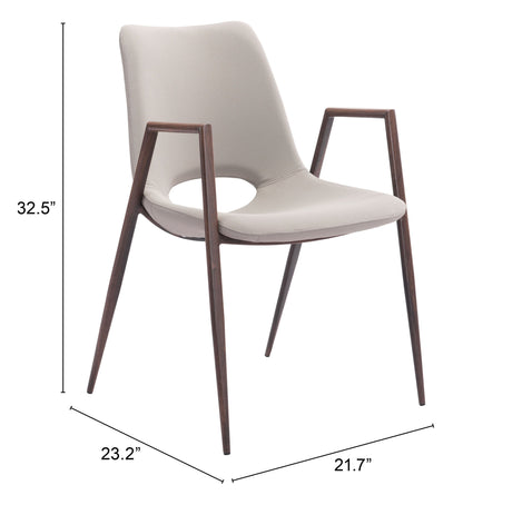 Desi Beige & Walnut Dining Chair (Set of 2) by Zuomod at Eve Furniture