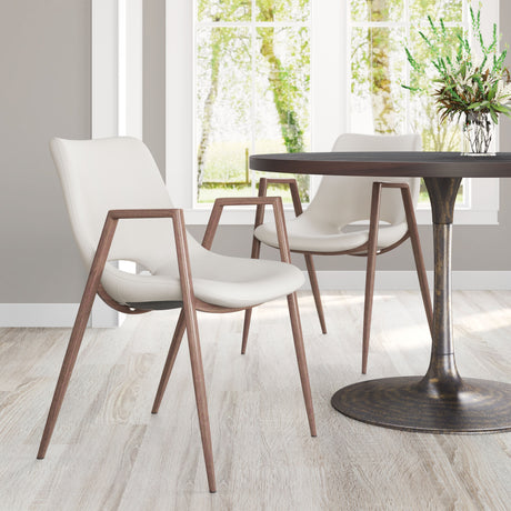 Desi Beige & Walnut Dining Chair (Set of 2) by Zuomod at Eve Furniture